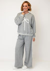 Serafina Collection One Size Lace Bow Jumper and Jogger Set, Grey