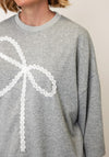 Serafina Collection One Size Lace Bow Jumper and Jogger Set, Grey