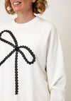 Serafina Collection One Size Lace Bow Jumper and Jogger Set, White