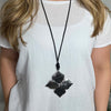 Seventy1 Petal Pendent Long Necklace, Black & Silver