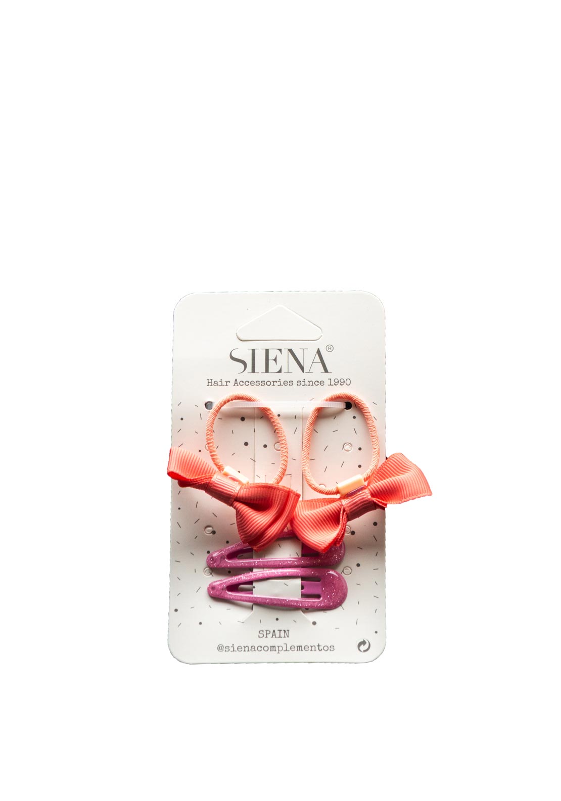 Siena Girls Bow Hair Bobbles and Glitter Clips Set, Coral