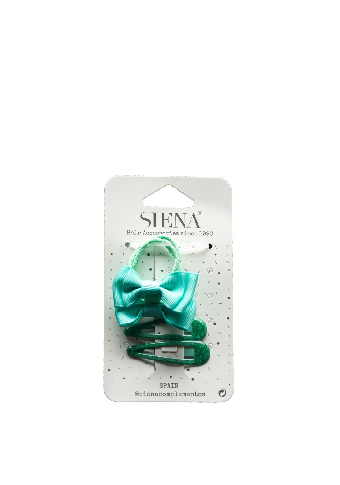 Siena Girls Bow Hair Bobbles and Glitter Clips Set, Mint