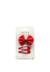 Siena Girls Bow And Set Of Clips, Red