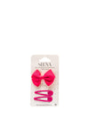 Siena Girls Bow and Set Of Clips, Hot Pink
