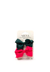 Siena Girls Two Pack Bow Hair Clips, Green and Pink