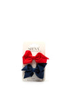 Siena Girls Two Pack Bow Hair Clips, Red and Navy