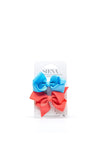 Siena Girls Two Pack Bow Hair Clips, Blue and Coral