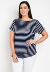 Simple Wish Curve Ivy Striped Jersey Top, Navy