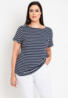 Simple Wish Curve Ivy Striped Jersey Top, Navy