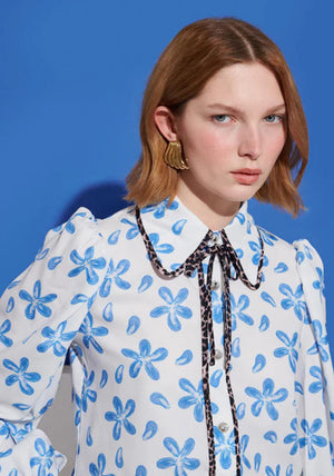Sister Jane Siro Floral Print Blouse, White