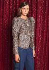 Sister Jane Leopard Print Charmed Jacquard Jacket, Beige Multi