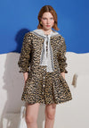 Sister Jane Cleo Collar Animal Print with Lace Detail Mini Dress, Beige Multi