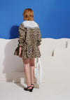 Sister Jane Cleo Collar Animal Print with Lace Detail Mini Dress, Beige Multi