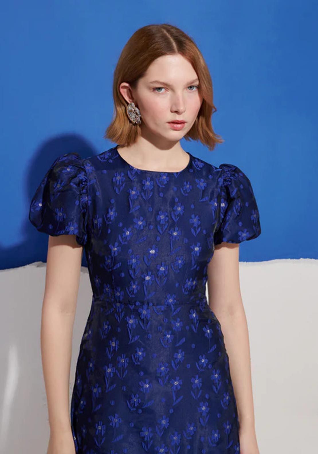 Sister Jane Azure Jacquard Midi Dress, Cobalt Blue - McElhinneys