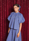Sister Jane Lumina Check with Puff Sleeves Blouse, Blue Multi