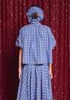 Sister Jane Lumina Check with Puff Sleeves Blouse, Blue Multi
