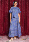 Sister Jane Lumina Check with Puff Sleeves Blouse, Blue Multi