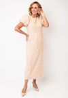 Sister Jane Petaline Floral Applique Puff Sleeve Dress, Pink