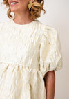 Sister Jane Chalk Jacquard Puff Sleeve Mini Dress, Cream