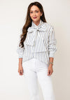 Sister Jane Striped with Tie Detail Blouse, White and Blue