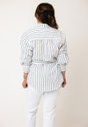 Sister Jane Striped with Tie Detail Blouse, White and Blue