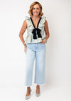 Sister Jane Floral Brocasde Bow-Tie Top, Blue Multi