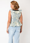 Sister Jane Floral Brocasde Bow-Tie Top, Blue Multi
