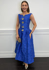 Sister Jane Riviera Brooch Jacqaurd Maxi Dress, Blue