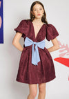 SISTER JANE BORDEAUX BOW MINI DRESS