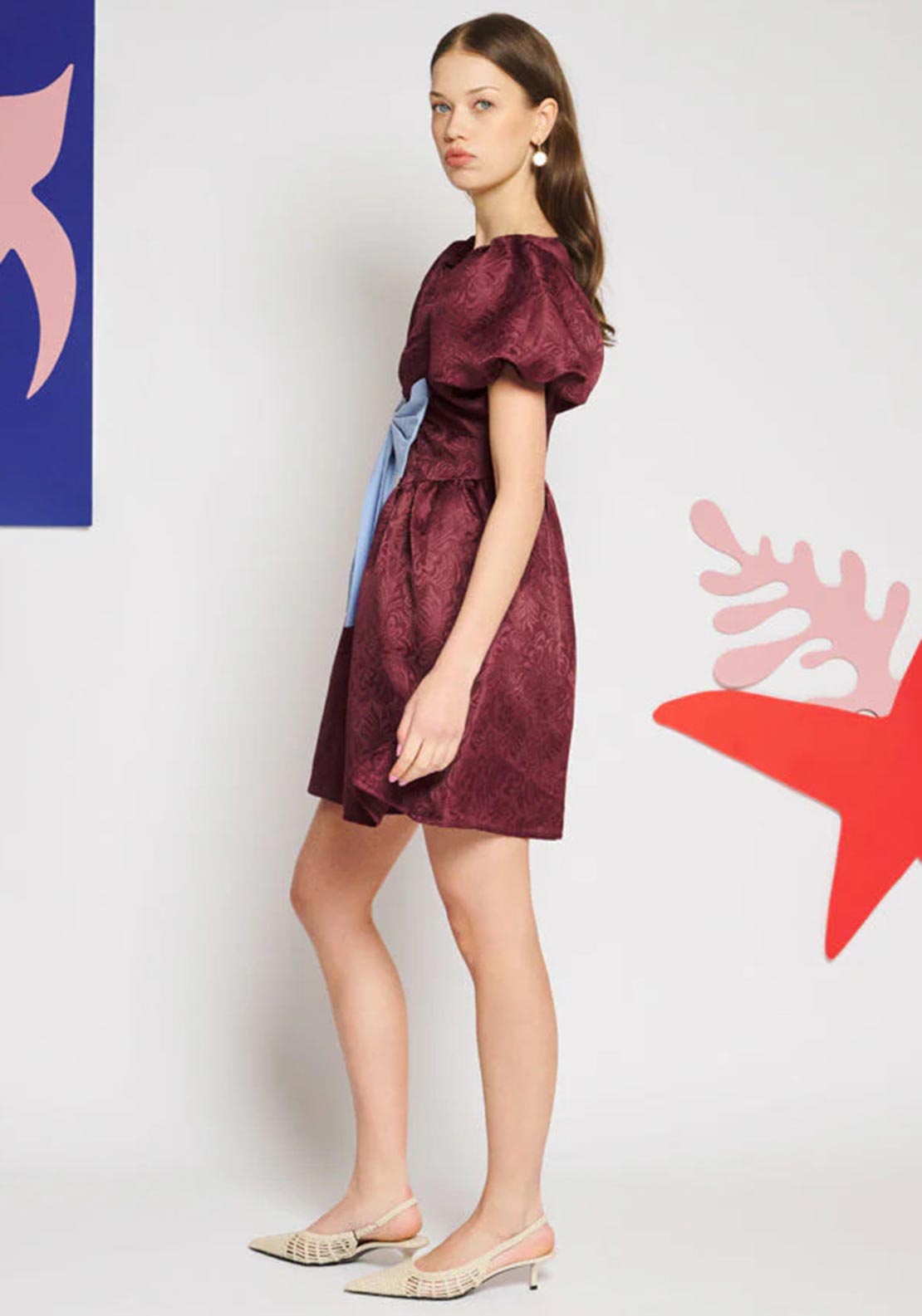 SISTER JANE BORDEAUX BOW MINI DRESS