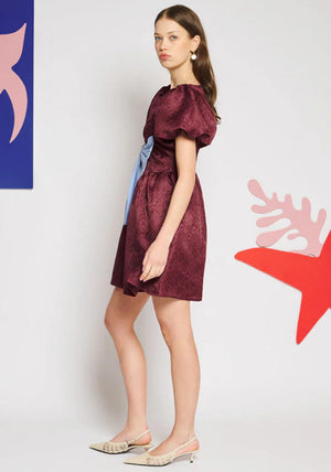SISTER JANE BORDEAUX BOW MINI DRESS