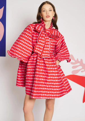 Sister Jane Clara Cherry Jacquard Mini Dress, Carmin Red