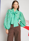 Sister Jane Vine Jacquard Bow Blouse, Green