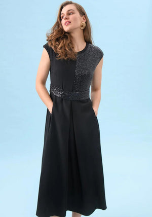 Sisters by Caroline Kilkenny Feya Sequin Panel Dress, Black