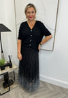 Malissa J One Size Polka Dot Mesh Skirt, Black and White
