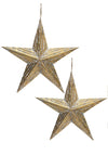 Kaemingk 2 Piece Antique Star Decorations, Gold