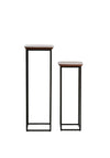 Light & Living Quenza Set/2 Acacia Wooden Pillar Tables