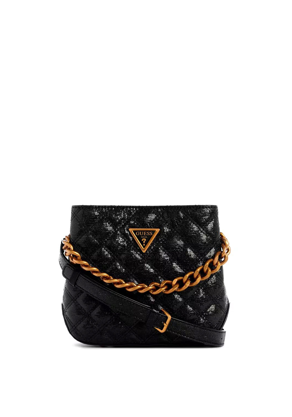 Guess Eire Small Quilted Bucket Bag, Black