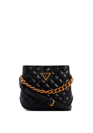 Guess Eire Small Quilted Bucket Bag, Black
