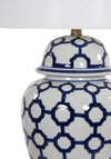 Fern Cottage Ceramic Table Lamp With Shade, Blue And White