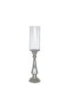 Fern Cottage Decorative Glass Hurricane Candle Holder, Silver