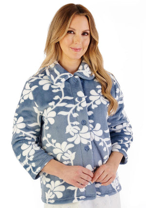 Slenderella Floral Button Bed Jacket, Grey
