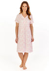 Slenderella Vintage Floral Short Sleeve Nightdress, Pink