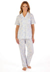Slenderella Vintage Floral Short Sleeve Pyjama Set, Blue