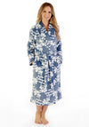 Slenderella Floral Wrap Fleece Dessing Gown, Grey