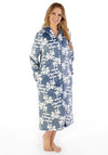 Slenderella Floral Zip Fastening Dressing Gown, Grey
