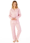 Slenderella Leaf Print Pyjama Set, Pink