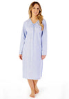 Slenderella Leaf Print Long Sleeve Nightdress, Blue