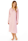 Slenderella Leaf Print Long Sleeve Nightdress, Pink