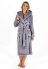 Slenderella Womens Fleece Wrap Dressing Gown, Silver